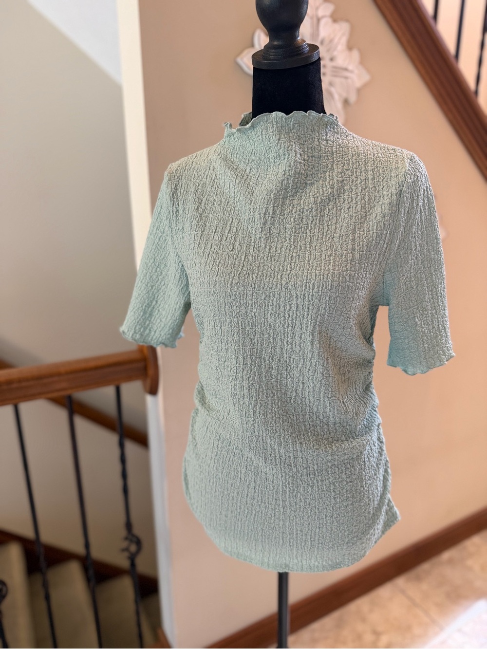 A New Day Mint Textured Mock Neck Short Sleeve Top Medium NWT T101